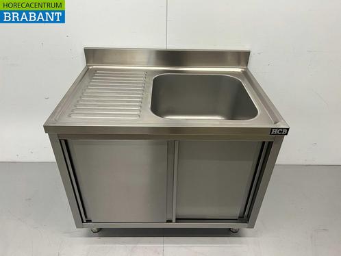 Evier en inox à portes coulissantes Premium-line 100 cm, Zakelijke goederen, Horeca | Overige, Verzenden