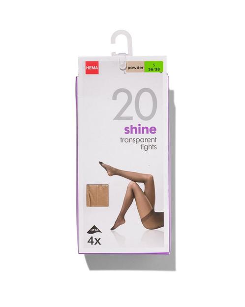 HEMA 4-pak Glans Pantys 20 Denier Poeder, Kleding | Dames, Leggings, Maillots en Panty's, Ophalen of Verzenden