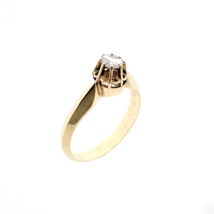 Gouden solitair ring met diamant 0,12 ct. (verlovingsring), Handtassen en Accessoires, Ringen, Dame, Met edelsteen, Overige kleuren