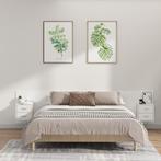 vidaXL Hoofdbord met kastjes bewerkt hout wit, Verzenden, Nieuw