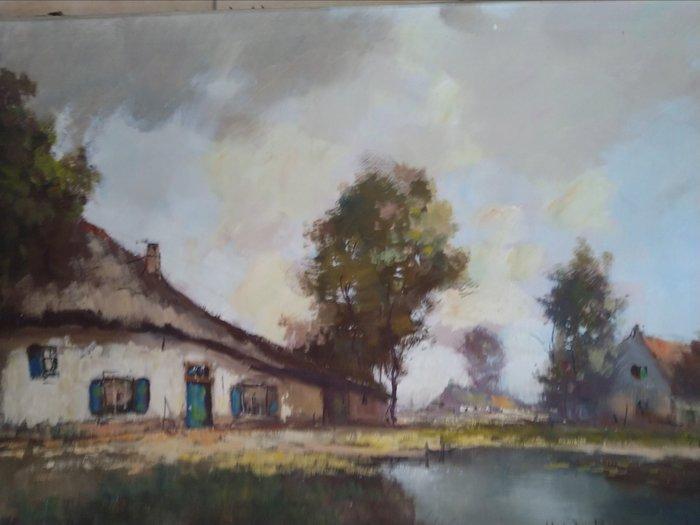 Henri Joseph Pauwels (1903-1983) - hoeve landschap, Antiquités & Art, Art | Peinture | Classique