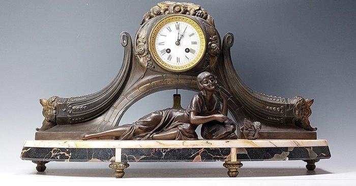 Pendule de cheminée - Marbre, En alliage - 1920-1930 -, Antiquités & Art, Art | Objets design