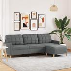 vidaXL Driezitsbank met voetenbank 210 cm stof donkergrijs, Verzenden, Nieuw