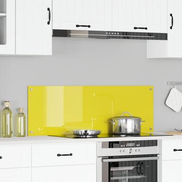 vidaXL Keuken Achterwand Geel 120x40x0,6 cm Gelaagd Glas beschikbaar voor biedingen