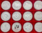 Australië. 1 Dollar 2008/2019 Lunar II Silbermünzen 12 x 1, Postzegels en Munten