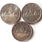 Canada. 3x 1 Dollar Silver Coins (70g) 1950/1957/1959