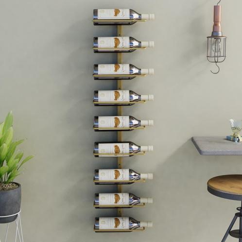 vidaXL Casier à vin mural pour 9 bouteilles Doré Fer, Maison & Meubles, Accessoires pour la Maison | Porte-bouteilles, Neuf, Envoi