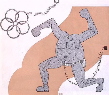 Spotprent over de Olympische Spelen in Nazi-Duitsland, Antiek en Kunst, Kunst | Litho's en Zeefdrukken, Verzenden