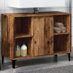 vidaXL Wastafelkast 80x33x60 cm bewerkt hout oud houtkleurig, Huis en Inrichting, Verzenden, Nieuw