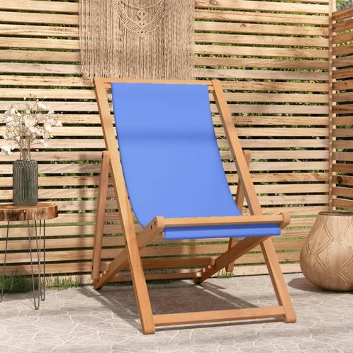 vidaXL Ligstoel 56x105x96 cm teakhout blauw, Tuin en Terras, Tuinstoelen, Nieuw, Verzenden
