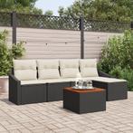 vidaXL Tuin Sofa Set 6 pcs Zwart, wit 55 x 55 x 37 cm, Verzenden, Nieuw