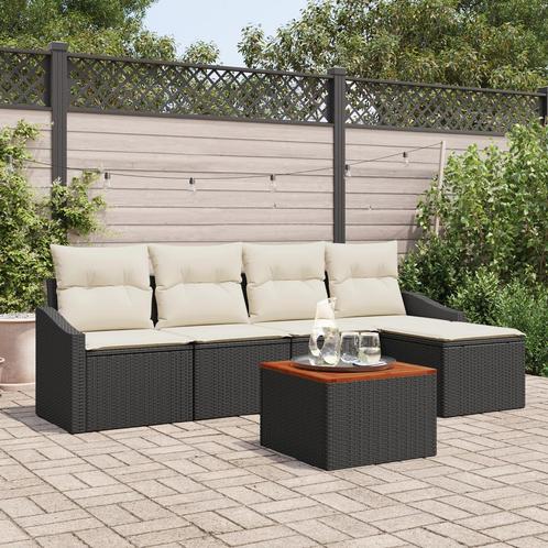 vidaXL Tuin Sofa Set 6 pcs Zwart, wit 55 x 55 x 37 cm, Tuin en Terras, Tuinsets en Loungesets, Nieuw, Verzenden