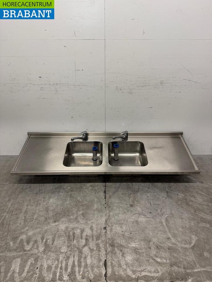 RVS Spoelblad Dubbele Spoelbakken met kraan 183 cm Horeca, Zakelijke goederen, Horeca | Meubilair en Inrichting, Ophalen of Verzenden