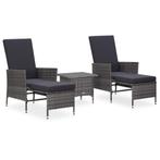 vidaXL 3-delige Loungeset met kussens poly rattan grijs, Tuin en Terras, Verzenden, Nieuw, Loungeset