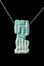 Oud-Egyptisch Faience Shu-amulet - geweldig!  (Zonder, Antiek en Kunst