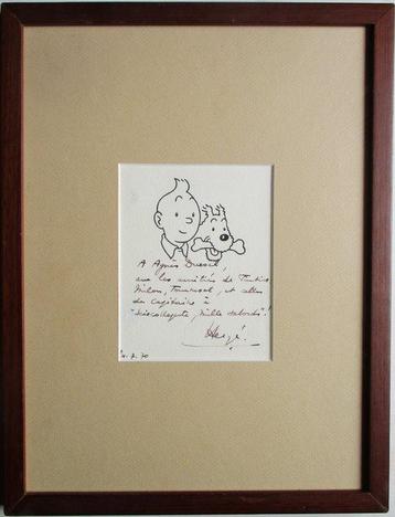 Hergé - Tintin - Dédicace manuscrite signée - 1970 - 1 Carte beschikbaar voor biedingen