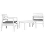 vidaXL 3-delige Loungeset kunststof wit, Verzenden, Nieuw, Loungeset