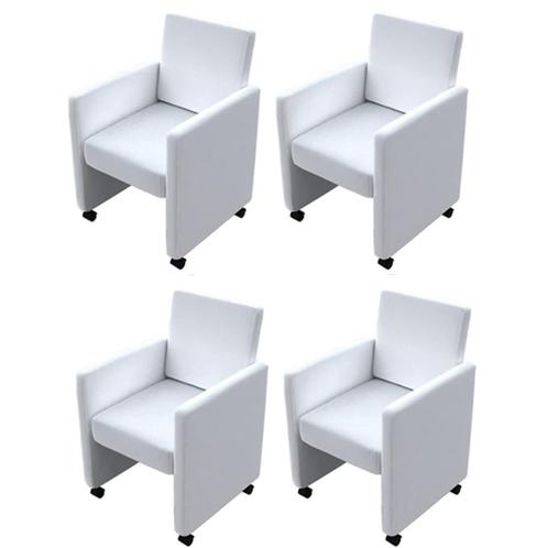 vidaXL Eetkamerstoelen 4 st kunstleer wit, Huis en Inrichting, Stoelen, Nieuw, Verzenden