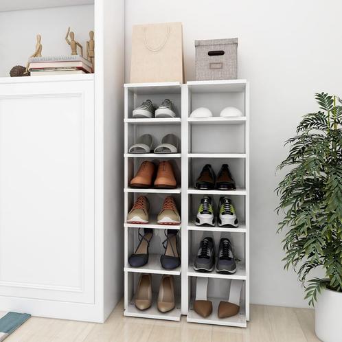 vidaXL Schoenenkasten 2 st 27,5x27x102 cm hoogglans wit, Huis en Inrichting, Kasten | Schoenenkasten, Nieuw, Verzenden