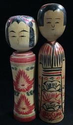 Set van 2 / Japanse vintage houten kokeshi-pop (hoogte 30–33