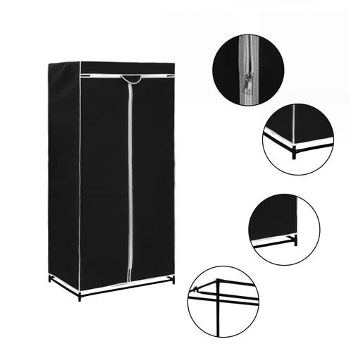 vidaXL Garde-robe Noir 75x50x160 cm, Maison & Meubles, Armoires | Penderies & Garde-robes, Neuf, Envoi