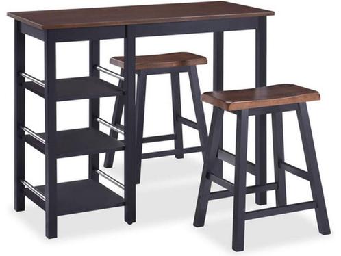 vidaXL - 3-delige - Barset - MDF - zwart, Huis en Inrichting, Tafels | Eettafels, Nieuw, Verzenden