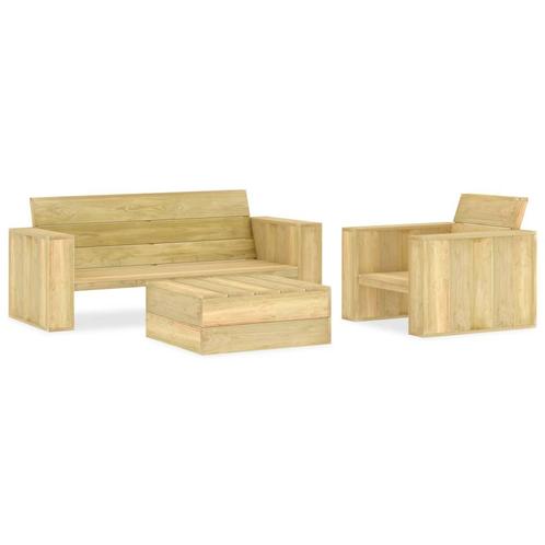 vidaXL 3-delige Loungeset geïmpregneerd grenenhout, Tuin en Terras, Tuinsets en Loungesets, Loungeset, Nieuw, Verzenden