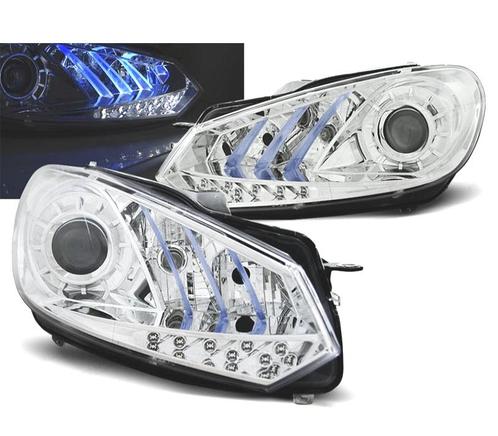 PHARES POUR VOLKSWAGEN VW GOLF 6 08-12 DRL CHROMÉ BLUE LIGHT, Auto-onderdelen, Verlichting, Verzenden