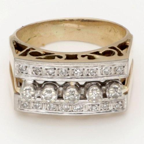 14 carats Bicolore, Or - Bague - 0.46 ct Diamant, Handtassen en Accessoires, Antieke sieraden