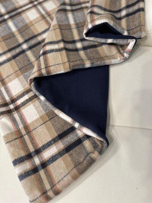 Exclusieve dubbelzijdige, veelkleurige wollen geruite bruine, Antiek en Kunst, Antiek | Tapijten, Tafelkleden en Textiel