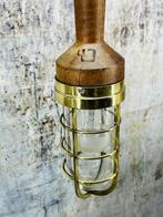 Lampe - Bois, Cuir, Laiton, Verre