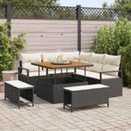 vidaXL Tuinbank Set met kussen 8 pcs Zwart Poly rattan, Verzenden, Nieuw