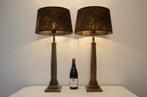 Tafellamp (2) - Paar elegante kolomtafellampen - Metaal,
