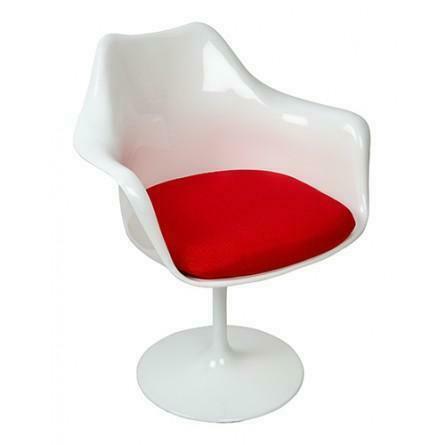 Tulip Armchair met rood kussen, volledig draaibaar, Huis en Inrichting, Stoelen, Wit, Nieuw, Vijf, Zes of meer stoelen, Kunststof