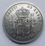 Spanje. Alfonso XII. 5 Pesetas 1877 DEM (Zonder