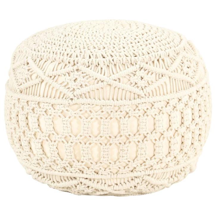vidaXL Poef macramé handgemaakt 45x30 cm katoen, Huis en Inrichting, Zetels | Voetbanken en poefs, Nieuw, Verzenden