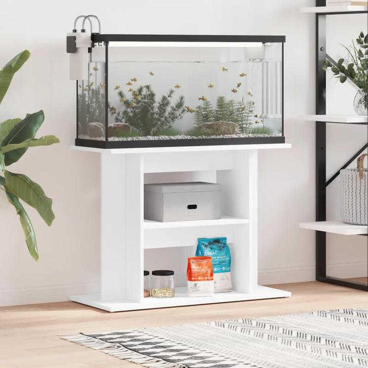 vidaXL Aquariumstandaard 80x35x60 cm bewerkt hout wit, Dieren en Toebehoren, Vissen | Aquaria en Toebehoren, Nieuw, Verzenden