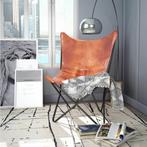 vidaXL Vlinderstoel echt leer bruin, Maison & Meubles, Verzenden