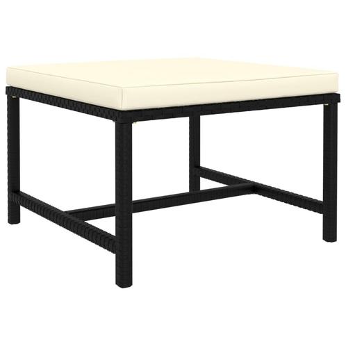 vidaXL Voetensteun sectioneel met kussen poly rattan zwart, Tuin en Terras, Tuinsets en Loungesets, Nieuw, Verzenden