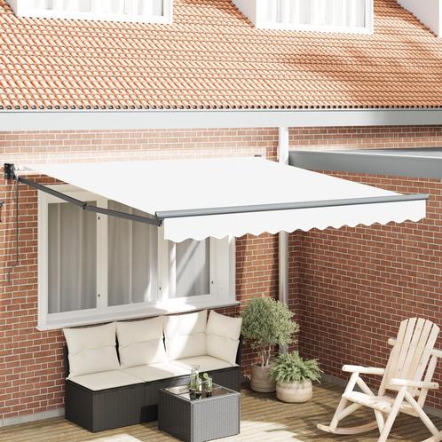 vidaXL Automatische Uittrekbare Zonnewering Wit 350x250 cm, Tuin en Terras, Zonneschermen, Nieuw, Verzenden