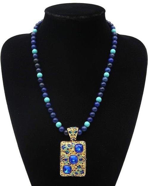 Lapis-lazuli - Howlite turquoise - Collier de méditation, Antiek en Kunst, Antiek | Boeken en Manuscripten