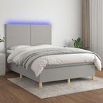 vidaXL Boxspring met matras en LED stof lichtgrijs 140x200, Verzenden, Nieuw