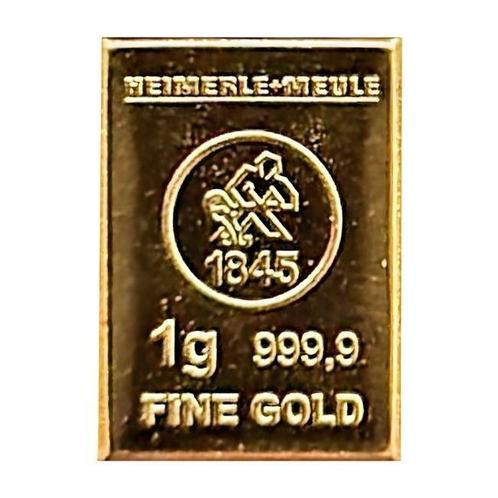 1 gramme - Or .999 - 1 Gram Heimerle + Meule Gold Bar LBMA, Postzegels en Munten, Edelmetalen en Baren