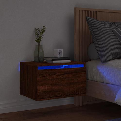 vidaXL Nachtkastje met LEDs wandgemonteerd bruin eikenkleur, Huis en Inrichting, Slaapkamer | Nachtkastjes, Nieuw, Verzenden