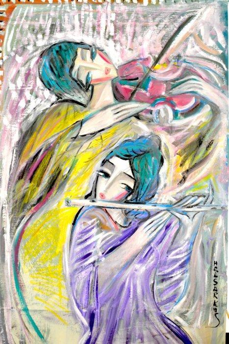 Hrasarkos (1975) - Harmonie - Tableau Grand Toile 90x140 cm, Antiek en Kunst, Curiosa en Brocante