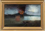 Italian school (XIX) - Gulf of Naples with Mount Vesuvius