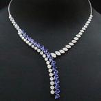 Halsketting - 18 karaat Witgoud - 14.03ct. tw. Tanzaniet -, Nieuw