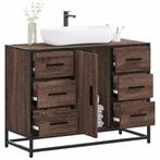 vidaXL Wastafelkast 80x33x60 cm bewerkt hout bruin, Huis en Inrichting, Verzenden, Nieuw