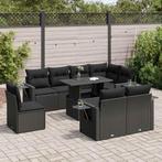 vidaXL Salon de jardin 9 pcs avec coussins noir résine, Jardin & Terrasse, Ensembles de jardin, Verzenden, Neuf, Salons de jardin