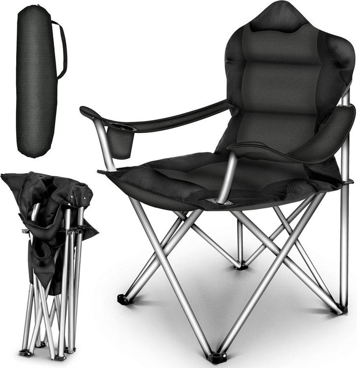 Campingstoel - Visstoel - Vouwstoel - Kampeerstoel - Zwart -, Caravans en Kamperen, Kampeermeubelen, Nieuw, Verzenden